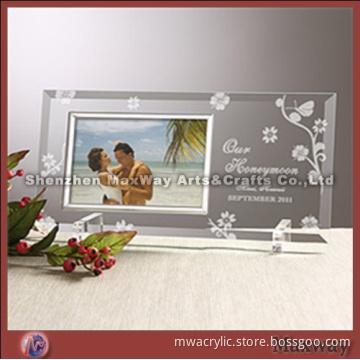 Transparent Square Acrylic Photo/Picture Frame with Shelf